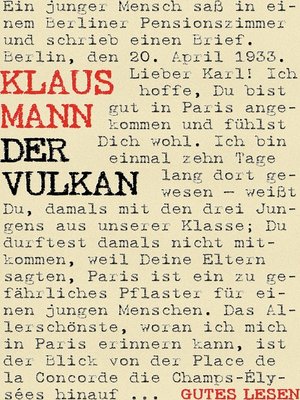 cover image of Der Vulkan--Roman unter Emigranten